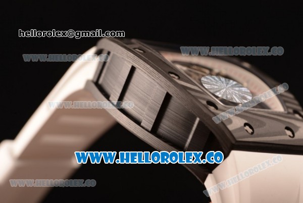 Richard Mille RM 055 Miyota 9015 Automatic Carbon Fiber Case with Skeleton Dial and White Rubber Strap - Click Image to Close